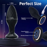 ANAL TOY-Prostate Massager 360° Rotation & Vibration Remote Control Anal Plug For Man or Couple LED Light