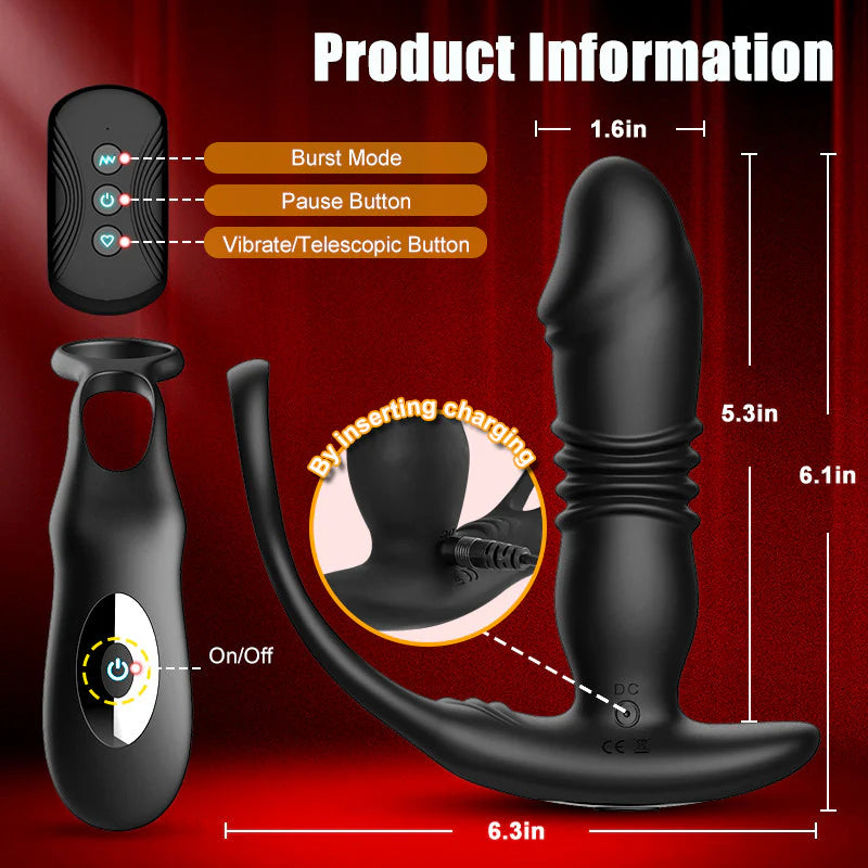 ANAL TOY-Anal Vibrator With Impact Functon 3 IN 1 Prostate Climax Thrusting Anal Training Prostate Massager