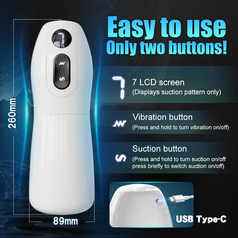 STROKER-Masturbation Cup 7-Mode Vibrating Automatic Male Masturbator Cup with Realistic Lip Entrance & Textured Tunnel