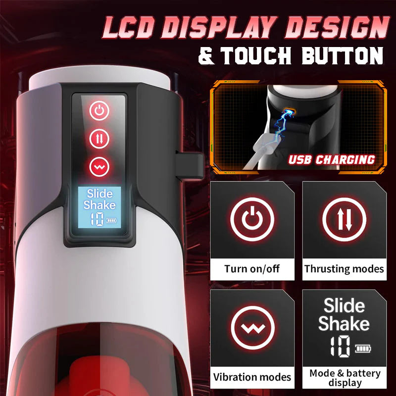 STROKER- Male Masturbator 320/Min One-Click Burst 8 Thrusting 10 Vibrating Masturbation Cup