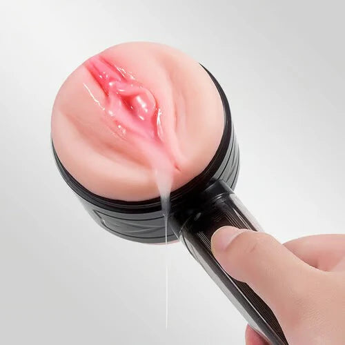 STROKER-Masturbation cup Lifelike Labia & Tight Anal 2 in 1, 3D Dual Textured Channel , 10 Vibration, Dual Motors