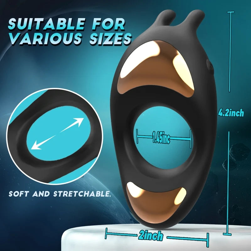 Penis Ring-Rechargeable Penis Ring Vibrator with 9 Vibration Modes Vibrating Cock Ring with Rabbit Design