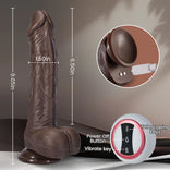 Black Dildo - 8.7 Inch Remote Control 5 Thrusting 10 Vibrating Rotating Dildo