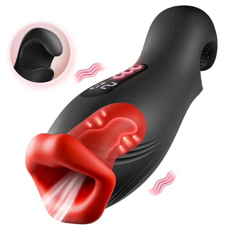 STROKER-Masturbation Cup 9 Vibrations 4 Suctions Clamping Suction Oral Simulation Male Masturbator