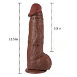 Huge Dildo- Huge Black Dual Density Dildo 12.99 Inch Realistic Dildo