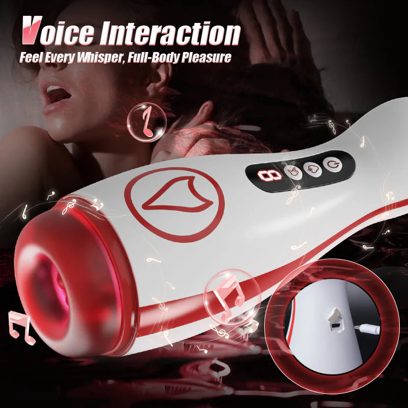 STROKER- Masturbation Cup 7 Suction Vibrations Voice Moans Masturbator Immersive Interaction Stroker Male Masturbator