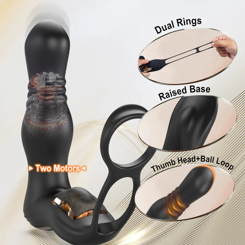 ANAL TOY-3 IN 1 Thrusting Vibrating Dual Motor Powerful Thrusting & Vibrating Solo Male Play Prostate Massager