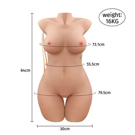 SEX DOLL-Half-Body 35.27lbs Electric Huge Sex Torso 5 Vibration And 3 Suction Modes Dual Channel Realistic Doll For Man