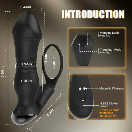 ANAL TOY- Remote Control, Glans Shape Thrusting Vibrating Prostate Massager