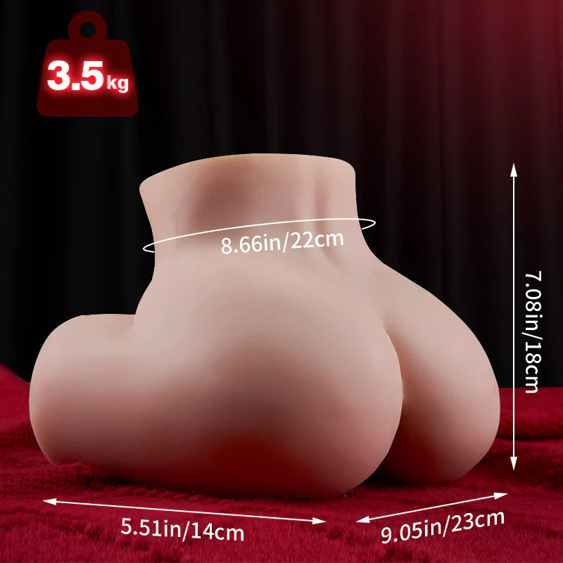 SEX DOLL- Dual Channel Vibrating TPE Sex Doll Nude Realistic Butt 3 Vibrating Masturbator 5.5 lbs Male Masturbator