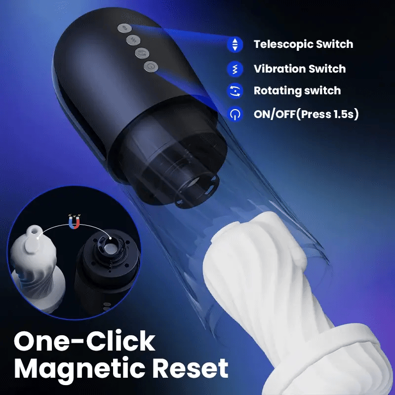 STROKER- Male Masturbator Glans and corona stimulation 3 Rotating 5 Thrusting 5 Vibrating Heating Male Stroker Masturbation cup