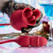 Womangift Rose 10 Tongue Licking & Thrusting Dildo Vibrator Clitoris and Nipple Stimulator