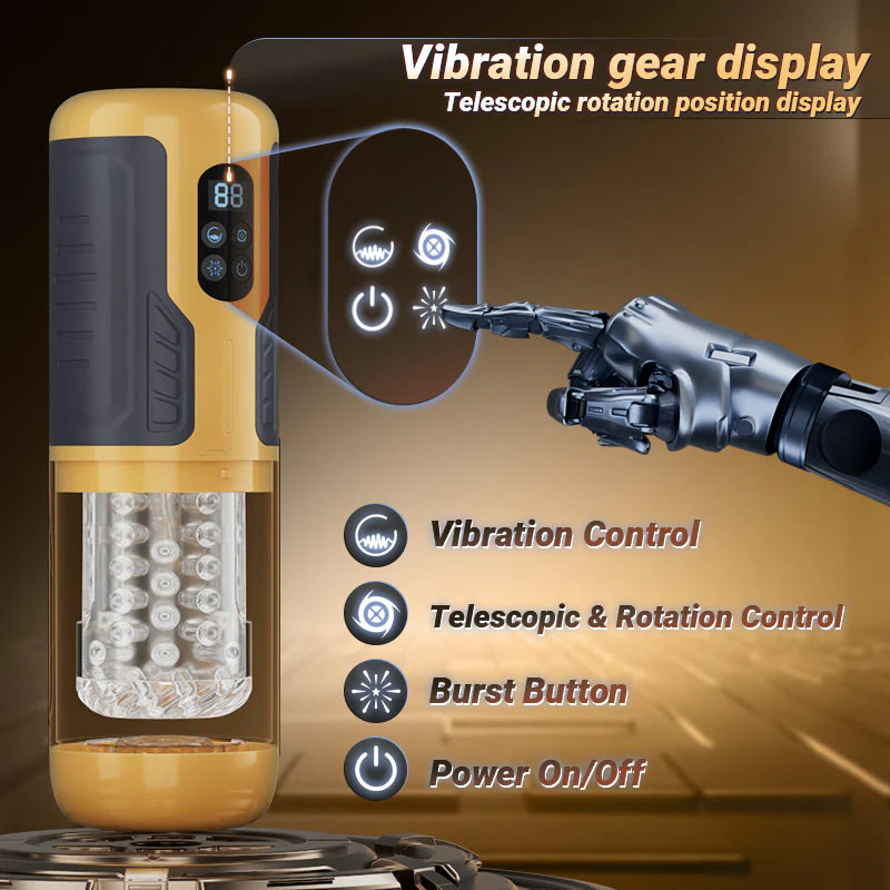 STROKER- Masturbation cup 5 IN 1 Licking Massage Thrust Rotation Vibrating Burst Stroker