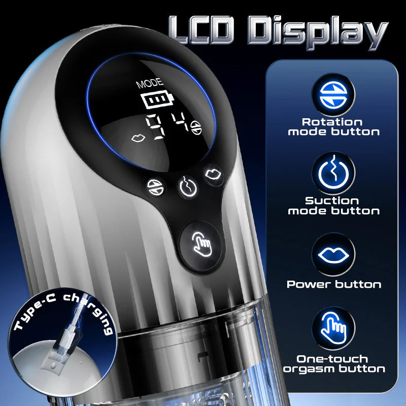 STROKER-  9 Rotating & 4 Suction & Licking Pocket Pussy One-Touch Boost Automatic Male Masturbator