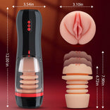STROKER- 5-in-1 Multifunctional Masturbator with 5 Thrusting and Suction, 10 Vibration, and Transparent Removable Cover Male Masturbator