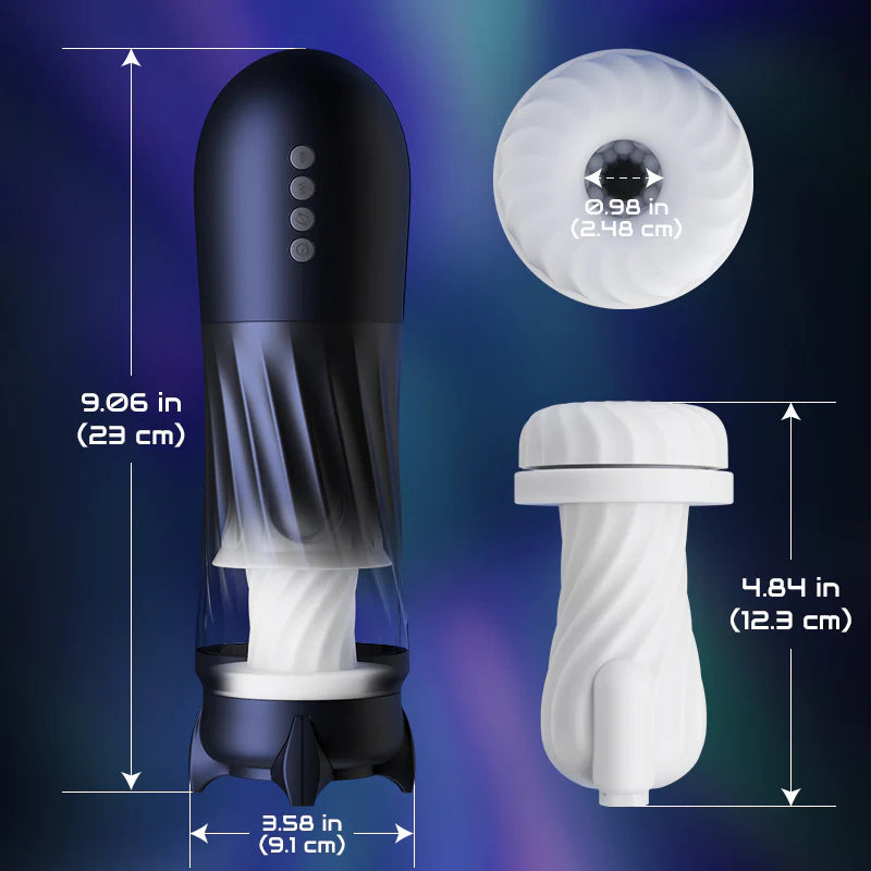 STROKER- Male Masturbator Glans and corona stimulation 3 Rotating 5 Thrusting 5 Vibrating Heating Male Stroker Masturbation cup