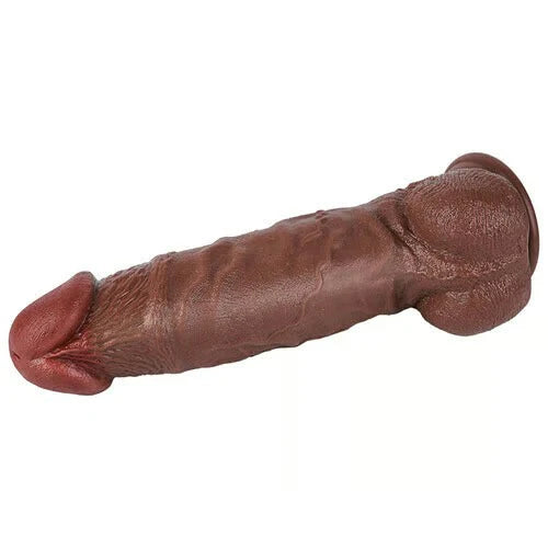 Huge Dildo- Huge Black Dual Density Dildo 12.99 Inch Realistic Dildo