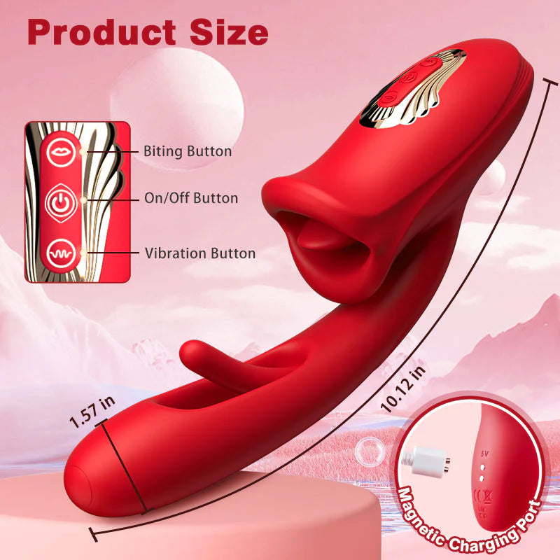 Womangift-Biting Vibrator Shaped Biting Soother with Vibration & Flapping