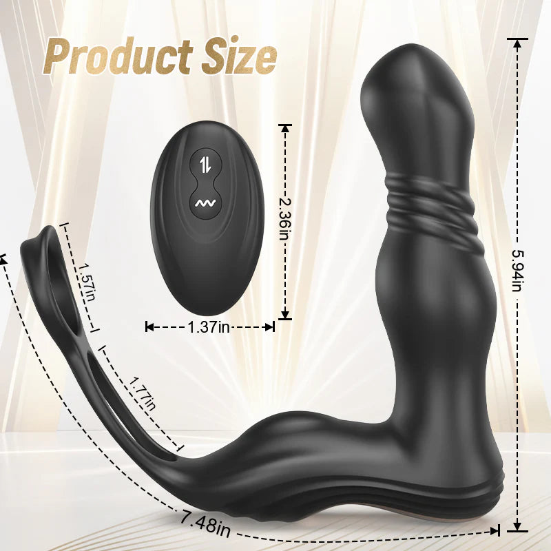 ANAL TOY-3 IN 1 Thrusting Vibrating Dual Motor Powerful Thrusting & Vibrating Solo Male Play Prostate Massager