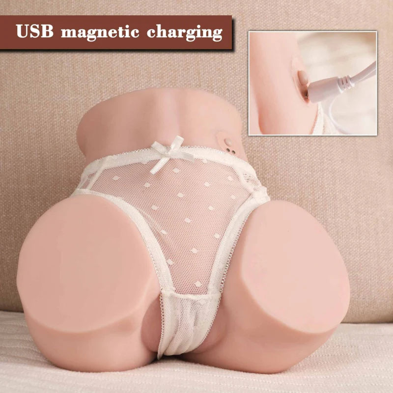 SEX DOLL-Half-Body– 2 in1 Electric Sex Doll with 7 Vibrations and 100% Waterproof Realistic Butt Male Masturbator