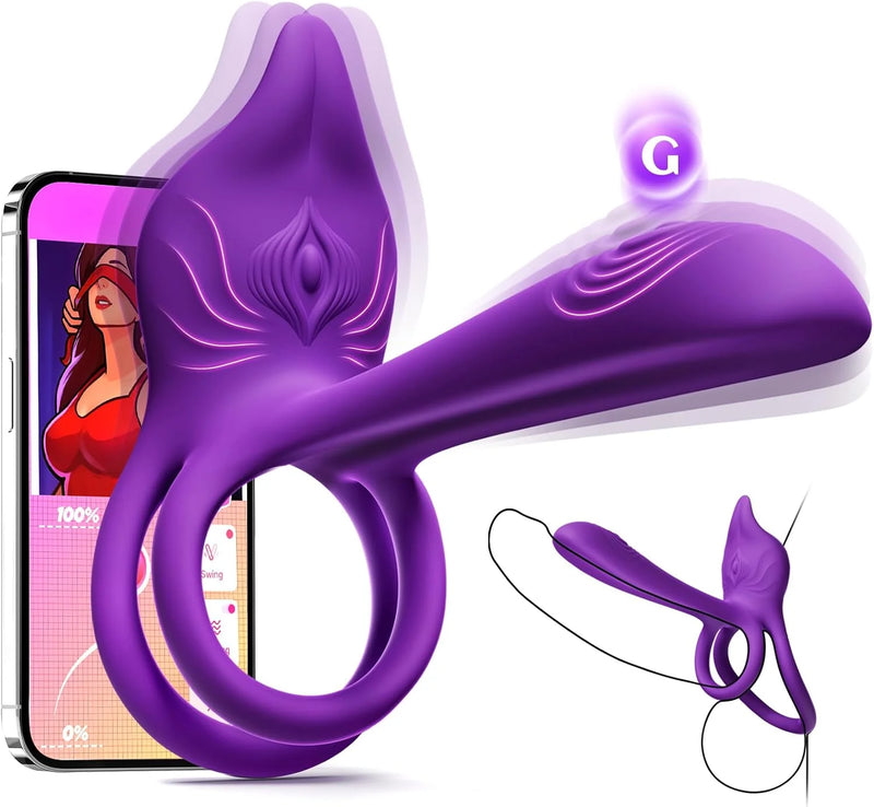 Penis Ring-4 in 1 G Spot Vibrator 10 Vibrations Mode Fox-Shaped Clitoral Stimulator