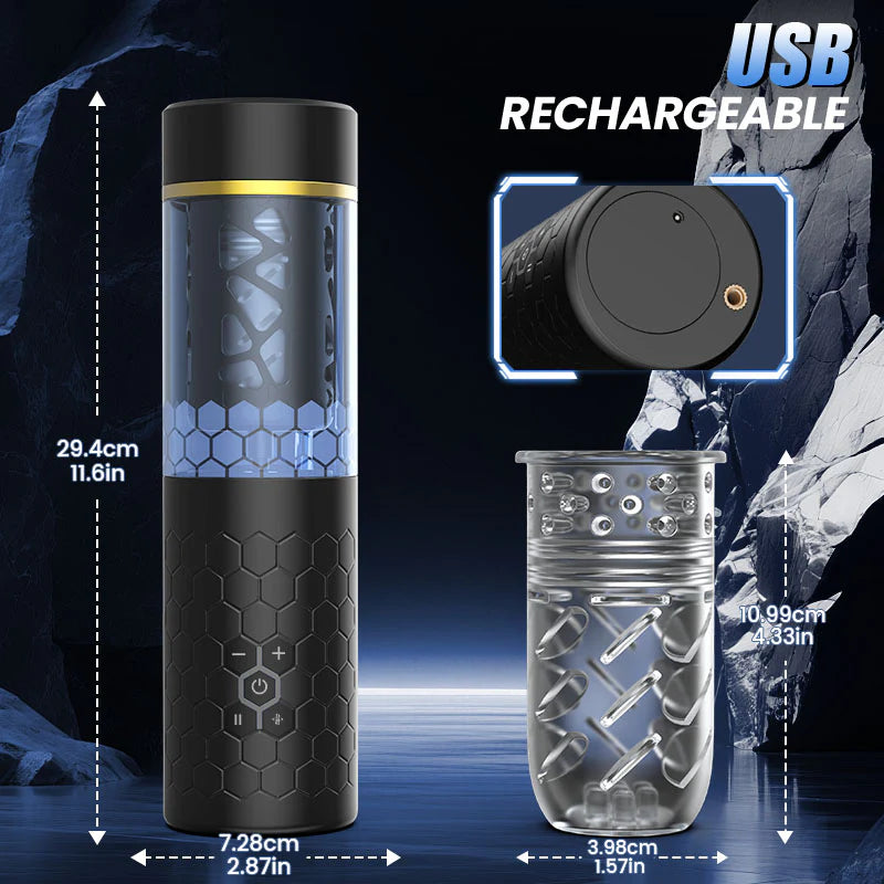 STROKER- Male Masturbator Hand-Free 10 Thrusting & Rotation Realistic Sleeve