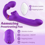 Womangift- G-spot Vibrator for Couples 10 Tapping & Vibrating G-spot Clit Stimulator Strapless Double-ended Remote Control Dildo