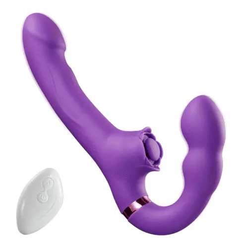 Womangift- G-spot Vibrator for Couples 10 Tapping & Vibrating G-spot Clit Stimulator Strapless Double-ended Remote Control Dildo
