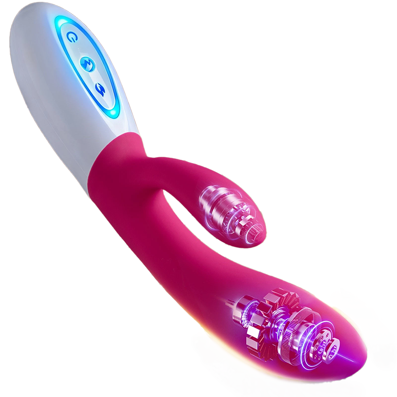 Dual Rabbit G-spot Vibrator Personal Massager, 10 Vibration Settings, Body-Safe Silicone, Heating function，Waterproof, USB Rechargeable, Sex Toy for Women