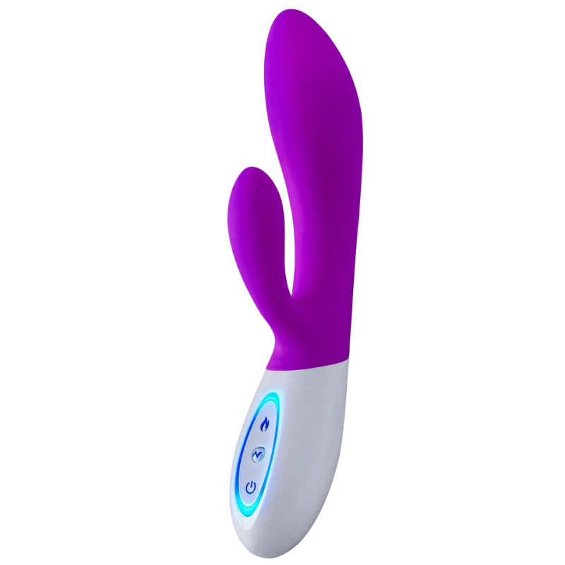Dual Rabbit G-spot Vibrator Personal Massager, 10 Vibration Settings, Body-Safe Silicone, Heating function，Waterproof, USB Rechargeable, Sex Toy for Women